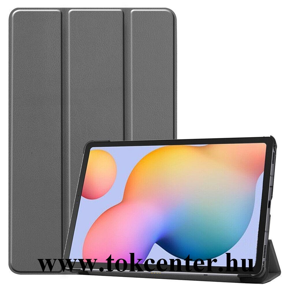 Samsung Galaxy Tab S6 Lite 10.4 LTE (SM-P615) / Tab S6 Lite 10.4 WIFI (SM-P610) Tok álló, bőr hatású (FLIP, oldalra nyíló, TRIFOLD asztali tartó funkció) SZÜRKE