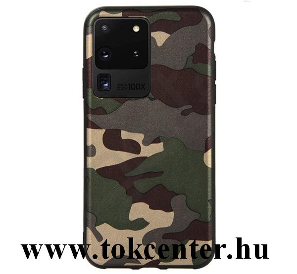 Samsung Galaxy S20 Ultra (SM-G988F) / Galaxy S20 Ultra 5G (SM-G988B) Szilikon telefonvédő (terep minta) ZÖLD