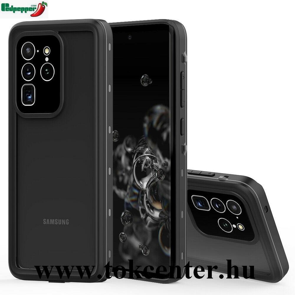 Samsung Galaxy S20 Ultra (SM-G988F) / Galaxy S20 Ultra 5G (SM-G988B) REDPEPPER vízhatlan / vízálló tok, AQUA (2 méterig, IP68, közepesen ütésálló, légpárnás sarok + kézpánt) FEKETE