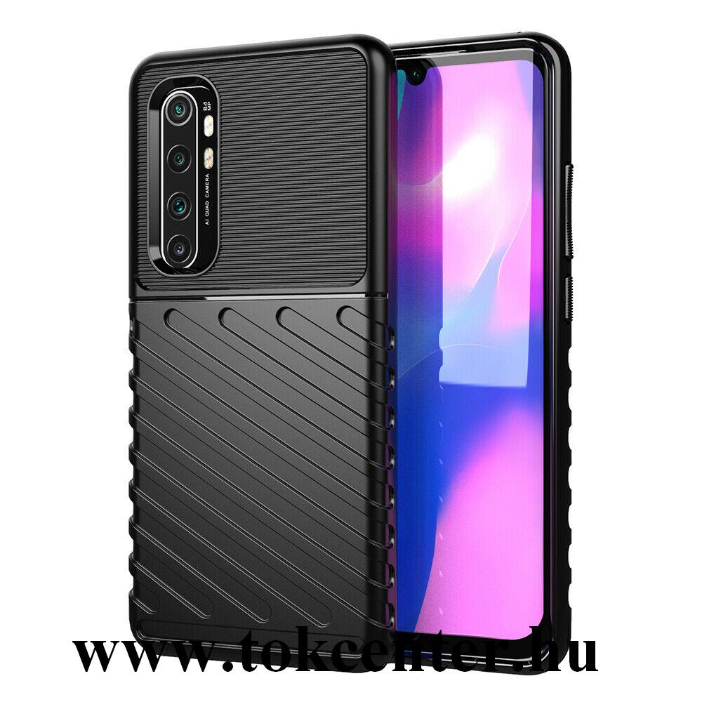 Xiaomi Mi 10 Lite 5G Szilikon telefonvédő (közepesen ütésálló, csíkos, dombor minta) FEKETE
