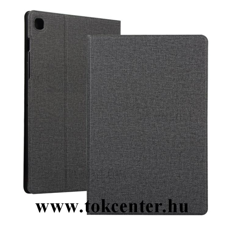 Samsung Galaxy Tab S6 Lite 10.4 LTE (SM-P615) / Tab S6 Lite 10.4 WIFI (SM-P610) Tok álló, bőr hatású (FLIP, oldalra nyíló, asztali tartó funkció, textil hatás) FEKETE