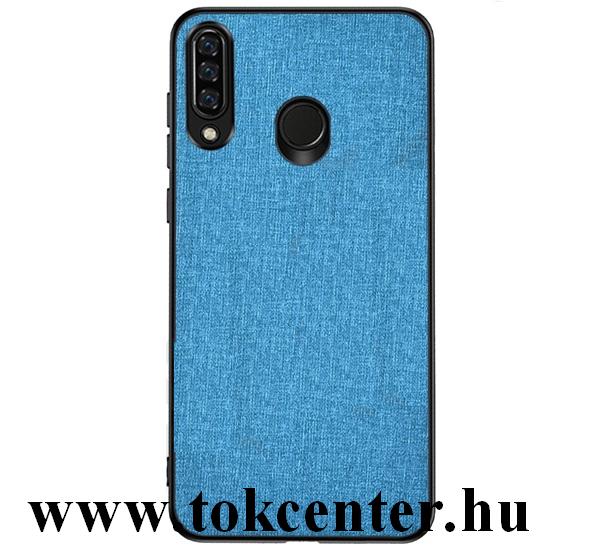 Huawei Y6p Műanyag telefonvédő (közepesen ütésálló, szilikon keret, textil hátlap) VILÁGOSKÉK