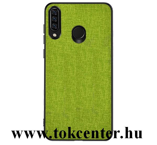 Huawei Y6p Műanyag telefonvédő (közepesen ütésálló, szilikon keret, textil hátlap) ZÖLD