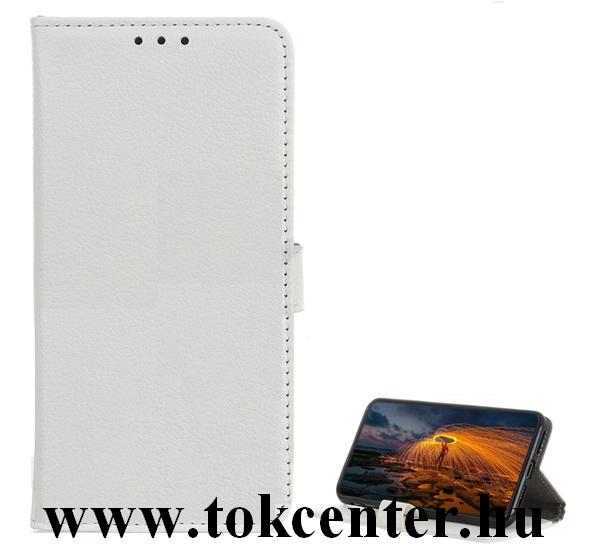 Samsung Galaxy A21s (SM-A217F) Tok álló, bőr hatású (FLIP, oldalra nyíló, asztali tartó funkció) FEHÉR