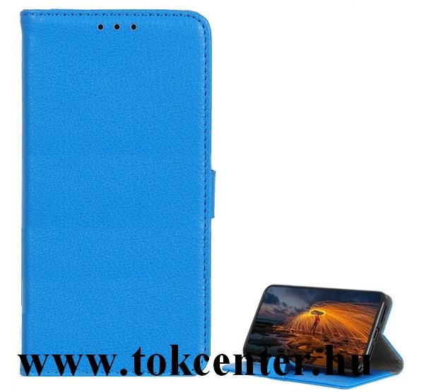 Samsung Galaxy A21s (SM-A217F) Tok álló, bőr hatású (FLIP, oldalra nyíló, asztali tartó funkció) VILÁGOSKÉK