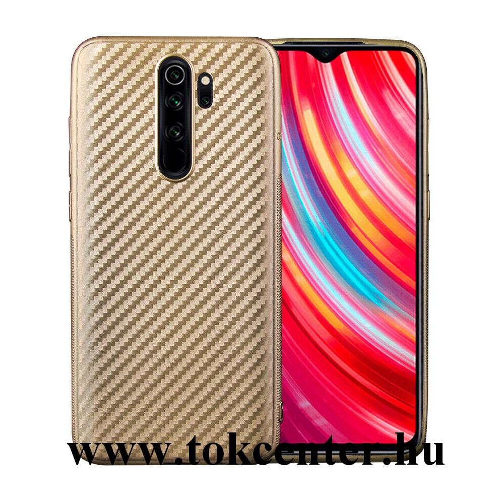 Xiaomi Redmi Note 8 Pro Szilikon telefonvédő (karbon minta) ARANY