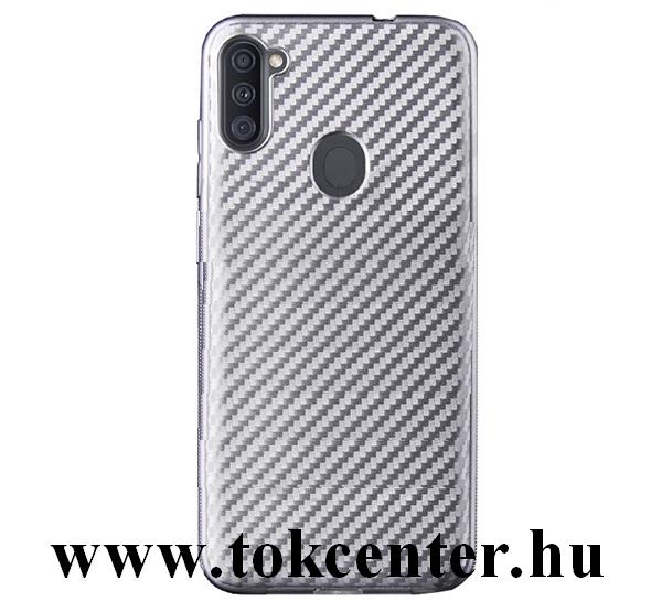 Samsung Galaxy A11 (SM-A115F) Szilikon telefonvédő (karbon minta) EZÜST