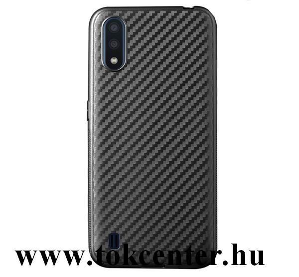 Samsung Galaxy A01 (SM-A015F) Szilikon telefonvédő (karbon minta) FEKETE