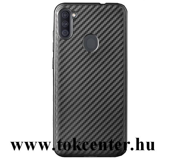 Samsung Galaxy A11 (SM-A115F) Szilikon telefonvédő (karbon minta) FEKETE