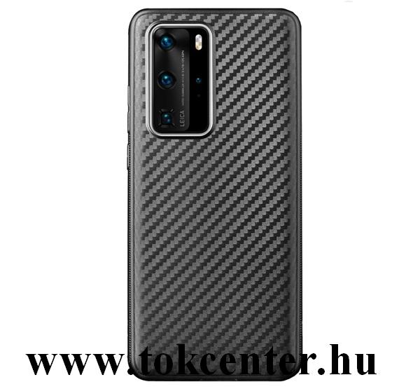 Huawei P40 Pro 5G / Huawei P40 Pro+ 5G Szilikon telefonvédő (karbon minta) FEKETE
