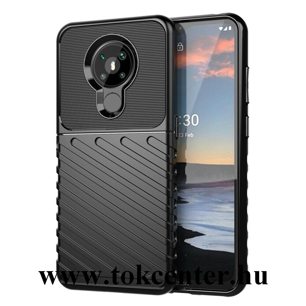 Nokia 5.3 Szilikon telefonvédő (közepesen ütésálló, csíkos, dombor minta) FEKETE