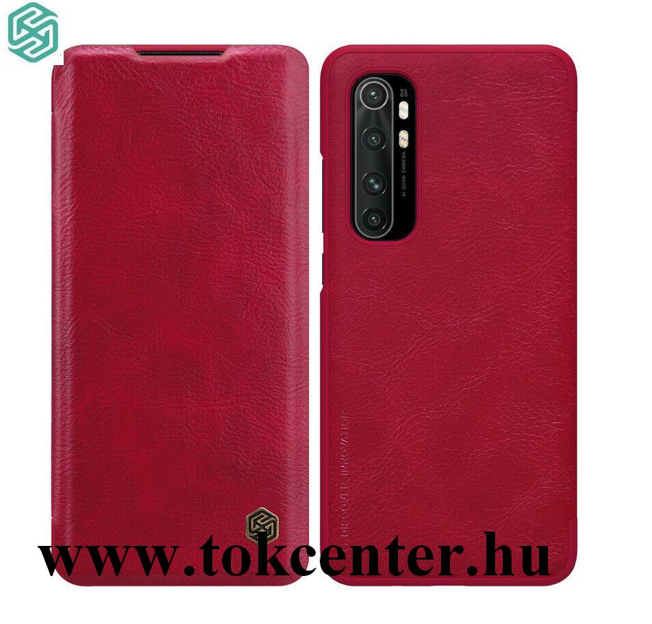 Xiaomi Mi Note 10 Lite NILLKIN QIN tok álló, bőr hatású (FLIP, oldalra nyíló, bankkártya tartó) PIROS