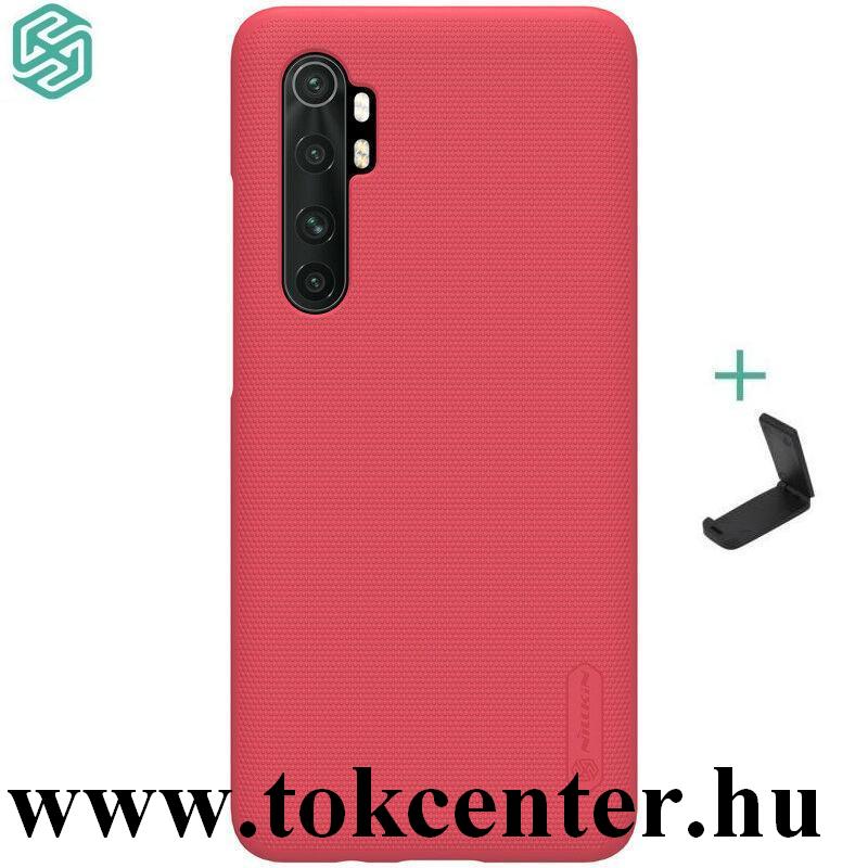 Xiaomi Mi Note 10 Lite NILLKIN SUPER FROSTED műanyag telefonvédő (gumírozott, érdes felület + asztali tartó) PIROS