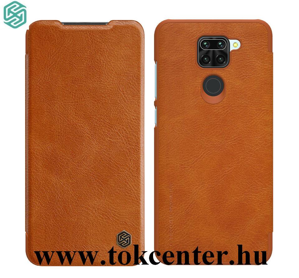 Xiaomi Redmi Note 9 NILLKIN QIN tok álló, bőr hatású (FLIP, oldalra nyíló, bankkártya tartó) BARNA