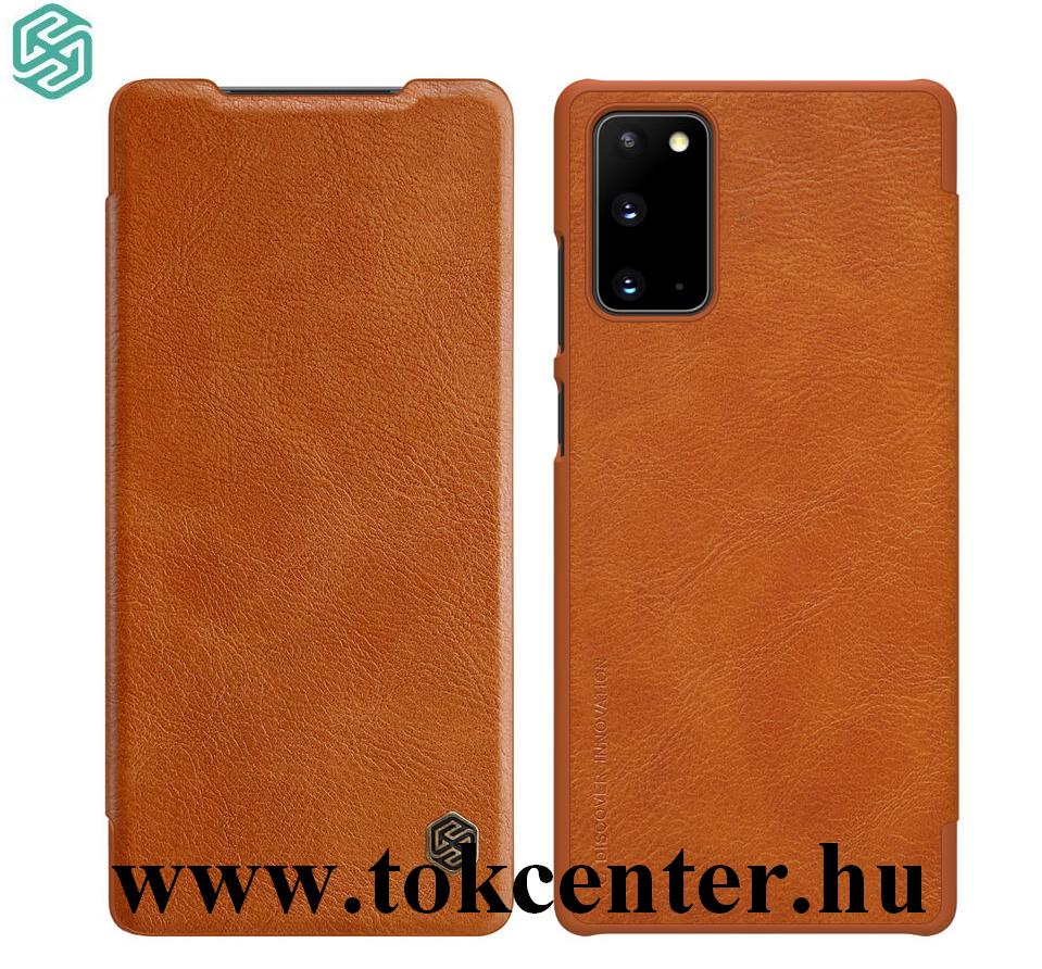 Samsung Galaxy Note 20 (SM-N980F) / Note 20 5G (SM-N981F) NILLKIN QIN tok álló, bőr hatású (FLIP, oldalra nyíló, bankkártya tartó) BARNA