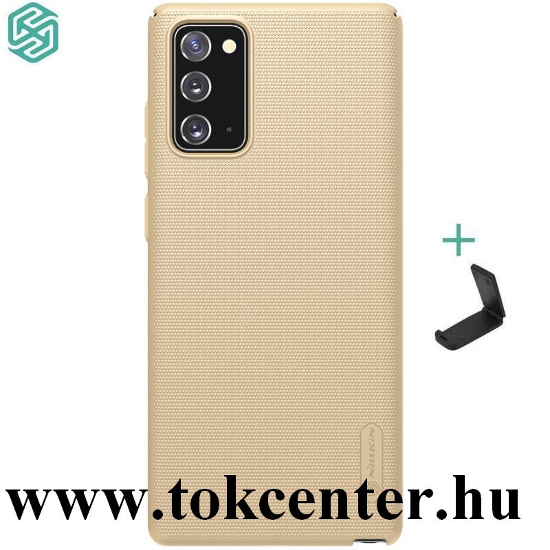 Samsung Galaxy Note 20 (SM-N980F) / Note 20 5G (SM-N981F) NILLKIN SUPER FROSTED műanyag telefonvédő (gumírozott, érdes felület + asztali tartó) ARANY