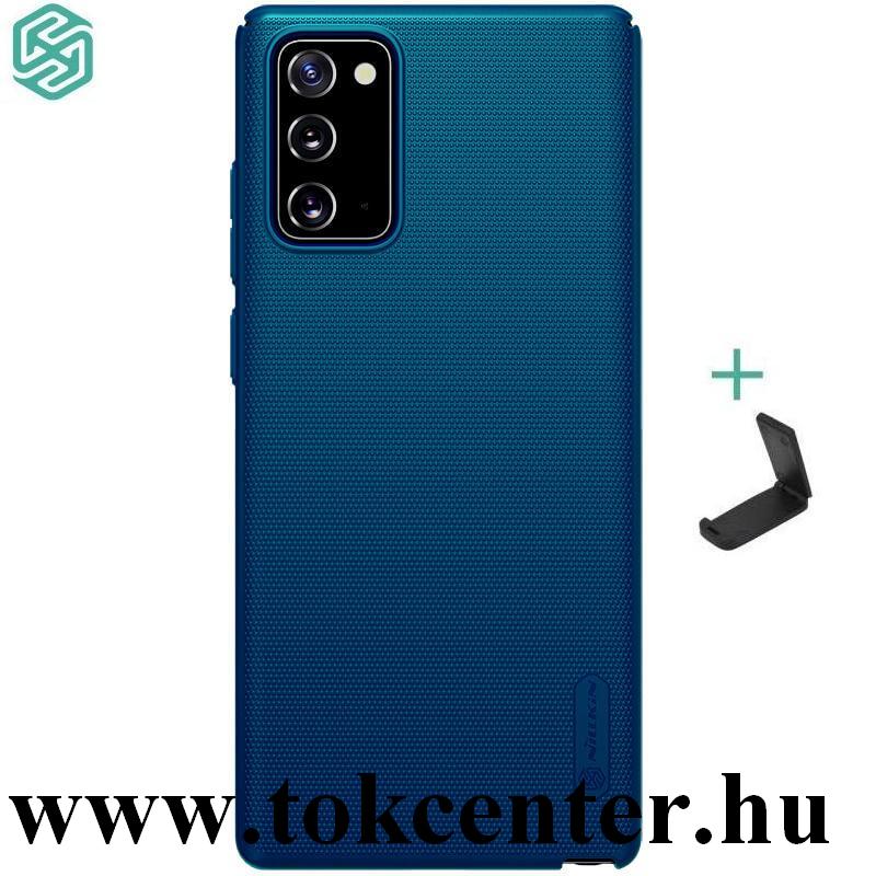 Samsung Galaxy Note 20 (SM-N980F) / Note 20 5G (SM-N981F) NILLKIN SUPER FROSTED műanyag telefonvédő (gumírozott, érdes felület + asztali tartó) SÖTÉTKÉK