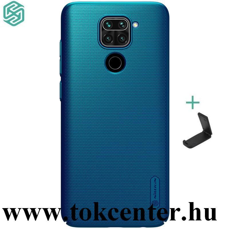 Xiaomi Redmi Note 9 NILLKIN SUPER FROSTED műanyag telefonvédő (gumírozott, érdes felület + asztali tartó) SÖTÉTKÉK