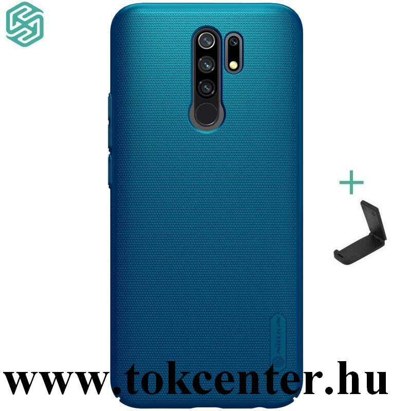 Xiaomi Redmi 9 NILLKIN SUPER FROSTED műanyag telefonvédő (gumírozott, érdes felület + asztali tartó) SÖTÉTKÉK 