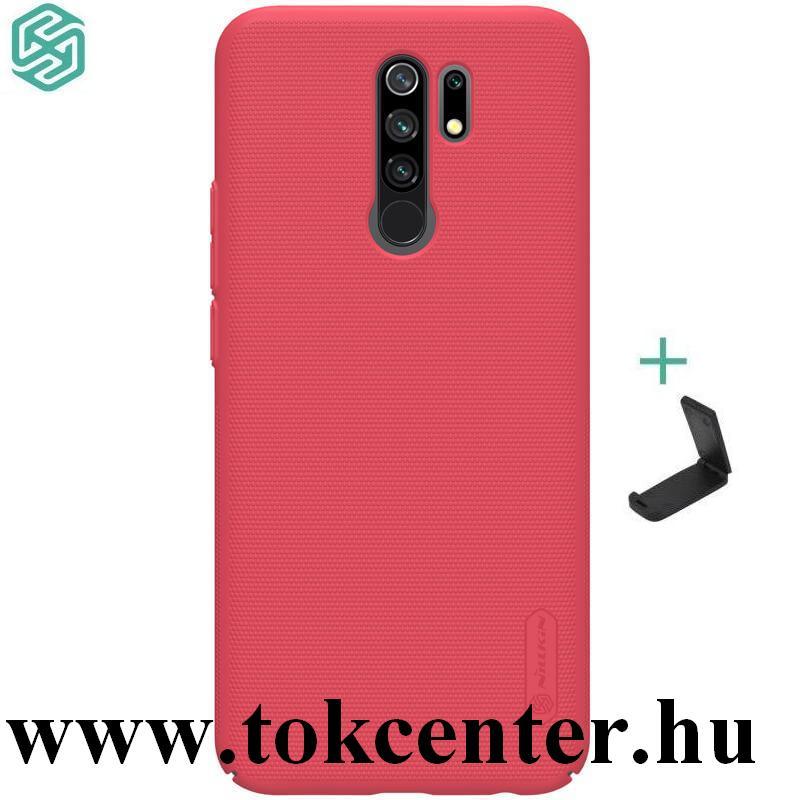 Xiaomi Redmi 9 NILLKIN SUPER FROSTED műanyag telefonvédő (gumírozott, érdes felület + asztali tartó) PIROS 