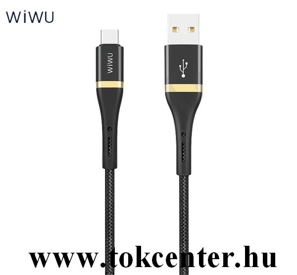 WIWU adatátvitel adatkábel és töltő (Type-C, 300 cm, törésgátló, gyorstöltés támogatás) FEKETE