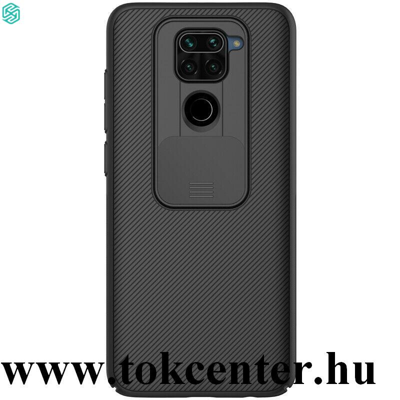 Xiaomi Redmi Note 9 NILLKIN CAMSHIELD szilikon telefonvédő (közepesen ütésálló, műanyag hátlap, csúsztatható kamera védelem, csíkos) FEKETE