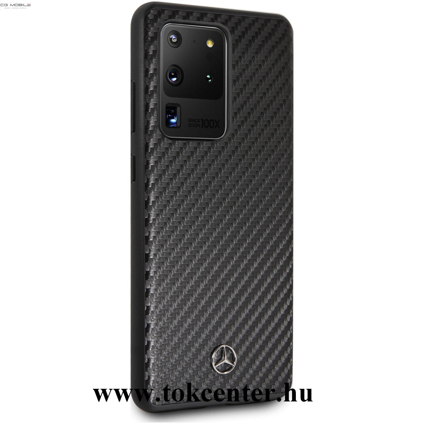 Samsung Galaxy S20 Ultra (SM-G988F) / Samsung Galaxy S20 Ultra 5G (SM-G988B) MERCEDES-BENZ műanyag telefonvédő (karbon minta) FEKETE (MEHCS69SRCFBK)