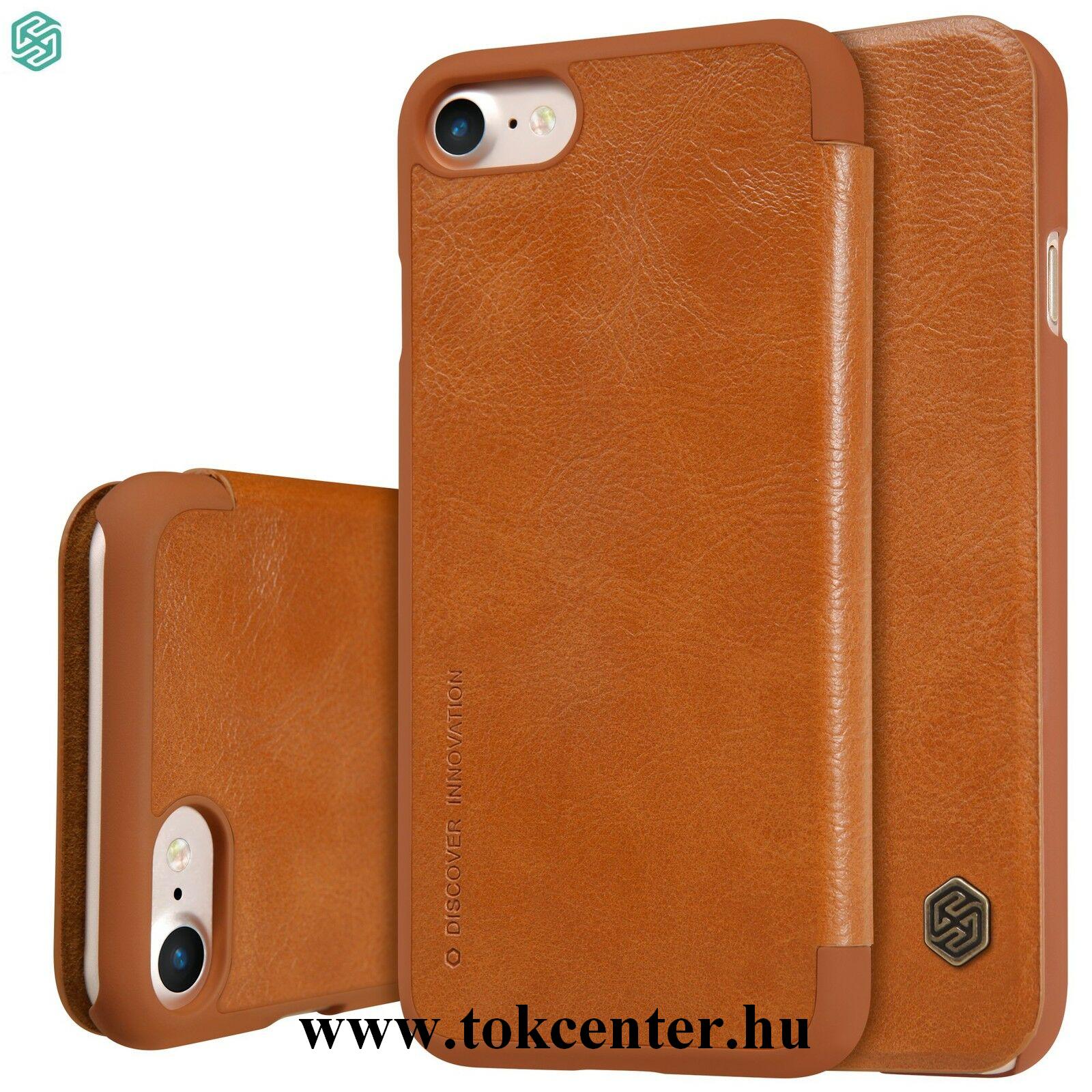 Apple iPhone 7 4.7 / Apple iPhone 8 4.7 / Apple iPhone SE (2020) NILLKIN QIN tok álló, bőr hatású (FLIP, oldalra nyíló, bankkártya tartó) BARNA