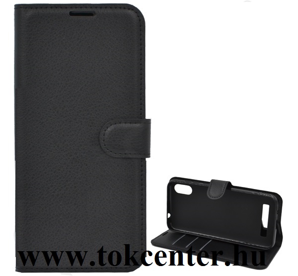 Doogee X90 / Doogee X90L Tok álló, bőr hatású (FLIP, oldalra nyíló, asztali tartó funkció) FEKETE