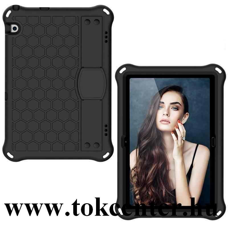 Huawei Mediapad T5 10 LTE / Huawei Mediapad T5 10 WIFI Defender szilikon telefonvédő (kézpánt, közepesen ütésálló, kitámasztó, méhsejt minta) FEKETE