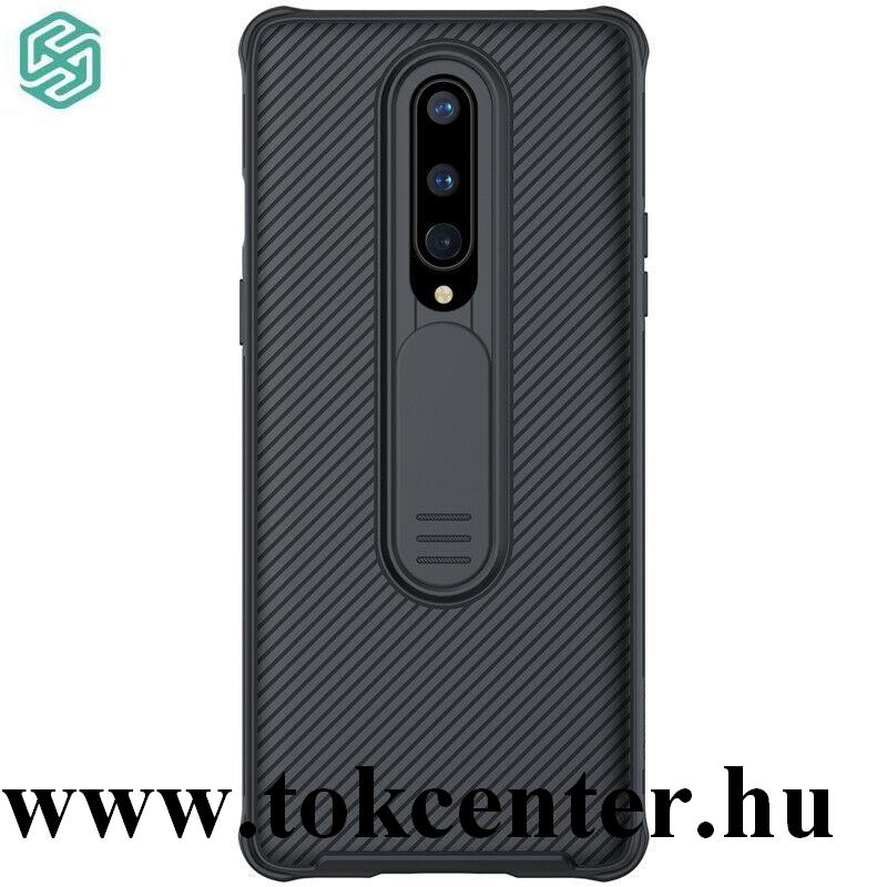 OnePlus 8 5G NILLKIN CAMSHIELD szilikon telefonvédő (közepesen ütésálló, műanyag hátlap, csúsztatható kamera védelem, csíkos) FEKETE