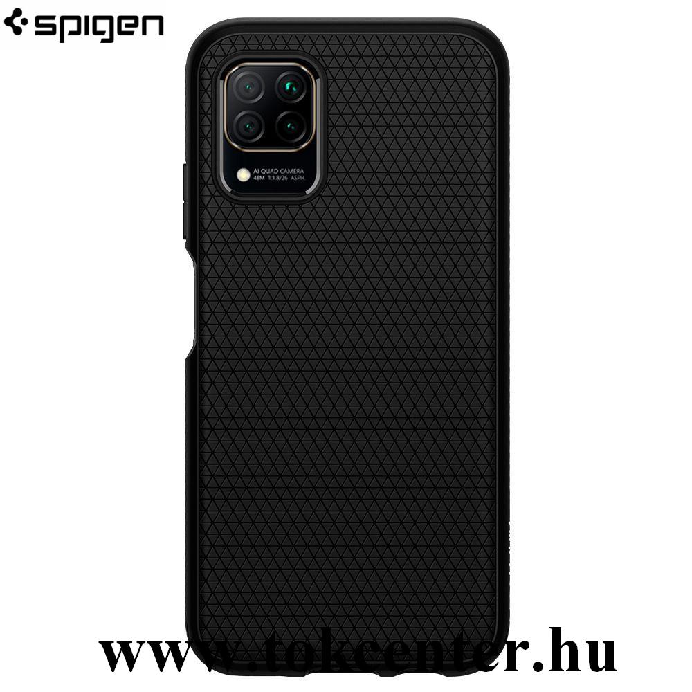 Huawei P40 Lite 4G / Nova 6 SE SPIGEN LIQUID AIR szilikon telefonvédő (rombusz minta) FEKETE (ACS00972)