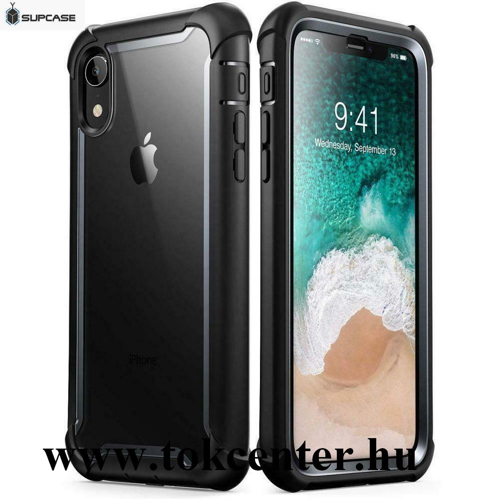 Apple iPhone XR 6.1 SUPCASE IBLSN szilikon telefonvédő (közepesen ütésálló, légpárnás sarok, műanyag előlap, akril hátlap) FEKETE