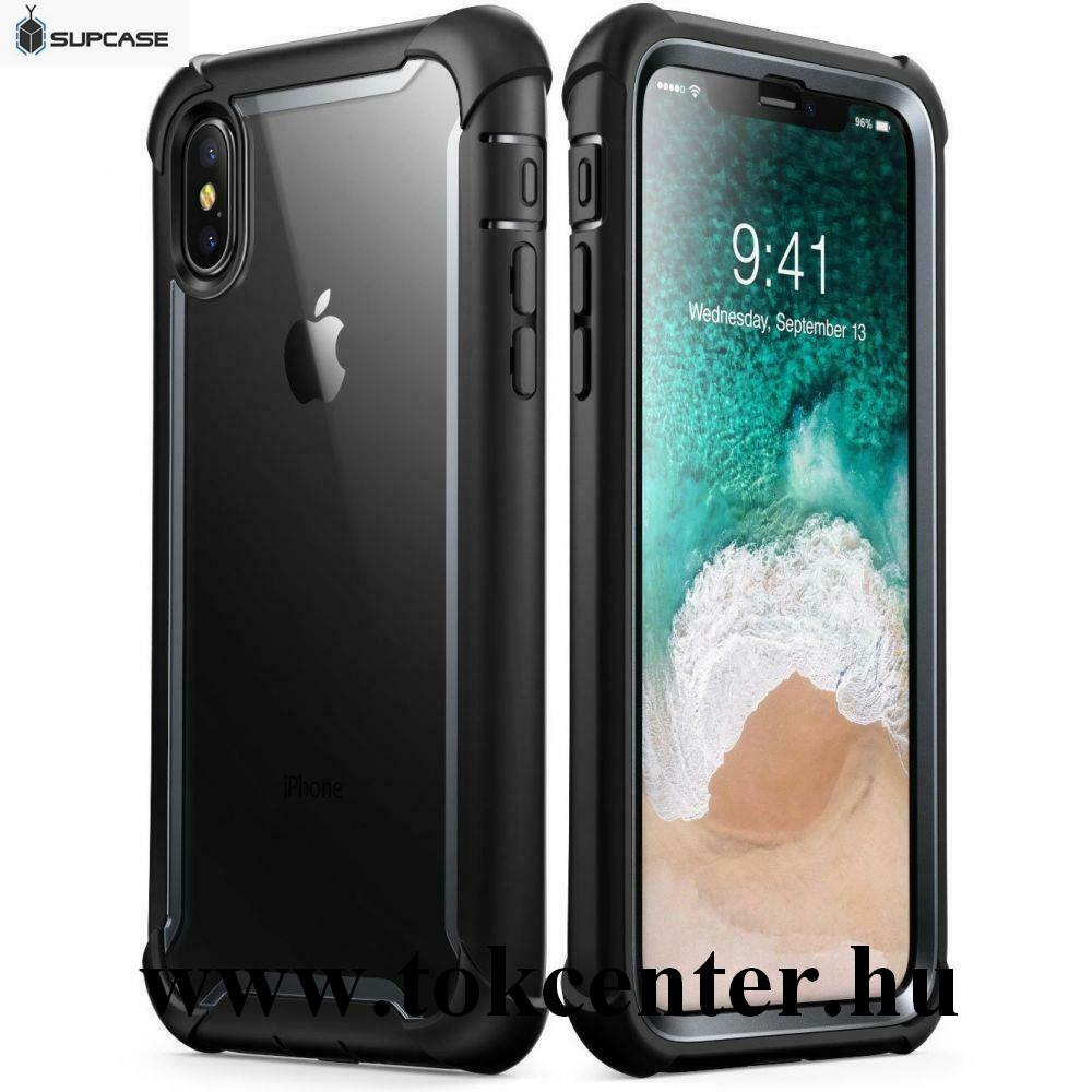 Apple iPhone X 5.8 / Apple iPhone XS 5.8 SUPCASE IBLSN szilikon telefonvédő (közepesen ütésálló, légpárnás sarok, műanyag előlap, akril hátlap) FEKETE