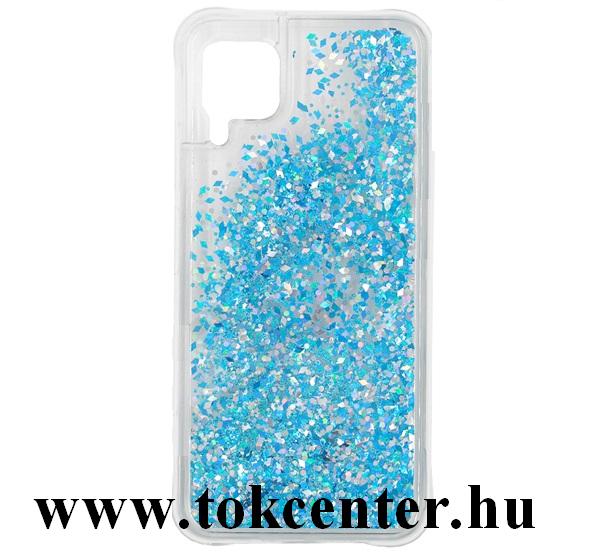 Huawei P40 Lite 4G / Nova 6 SE Szilikon telefonvédő (csillogó, flitteres folyadék hátlap) KÉK