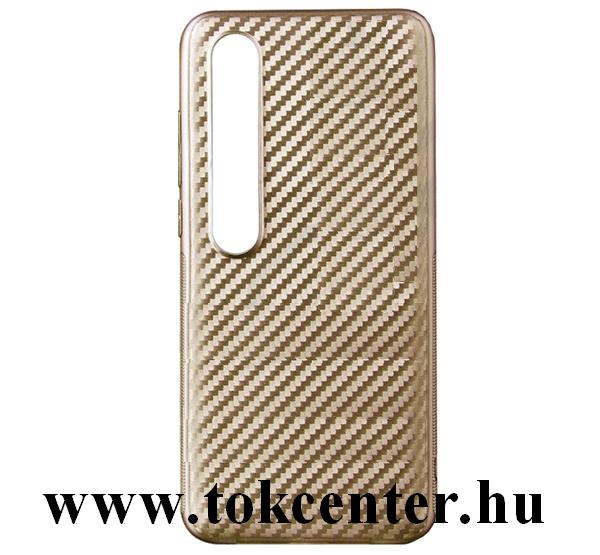 Xiaomi Mi 10 5G Szilikon telefonvédő (karbon minta) ARANY