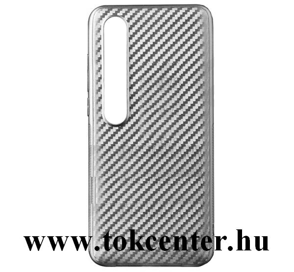 Xiaomi Mi 10 5G Szilikon telefonvédő (karbon minta) EZÜST