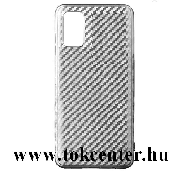 Samsung Galaxy A41 (SM-A415F) Szilikon telefonvédő (karbon minta) EZÜST