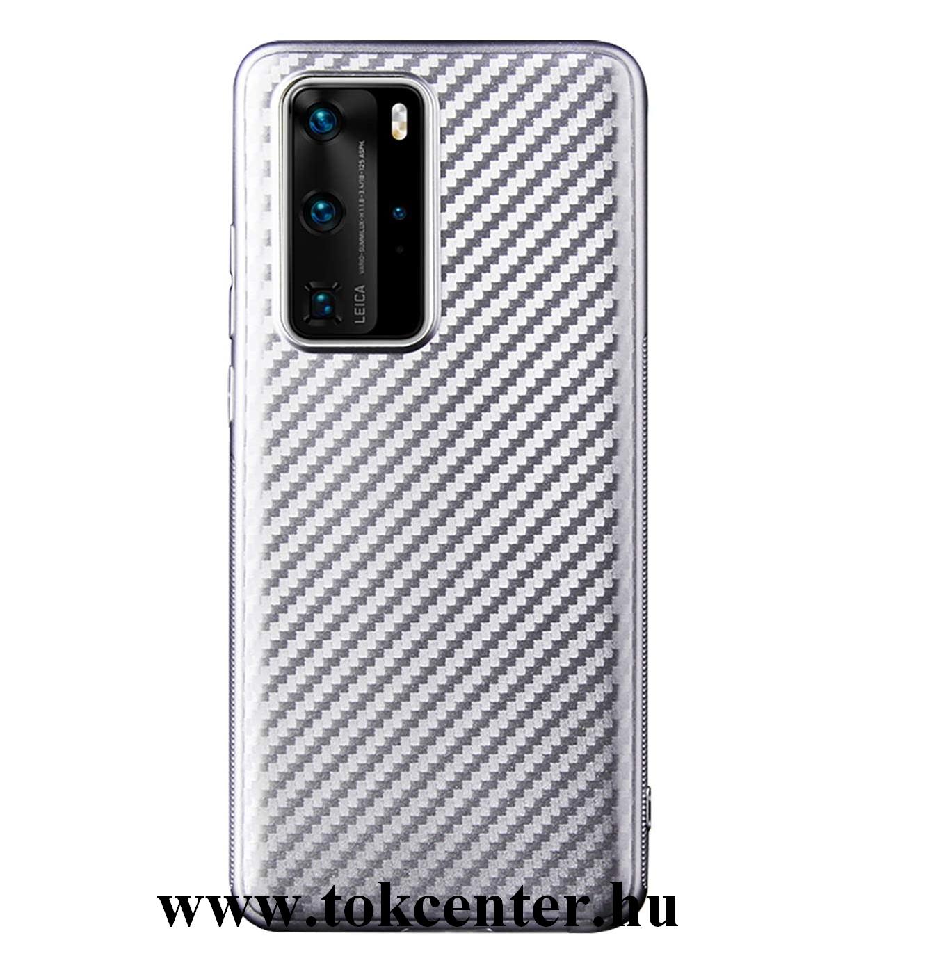 Huawei P40 Pro 5G / Huawei P40 Pro+ 5G Szilikon telefonvédő (karbon minta) EZÜST