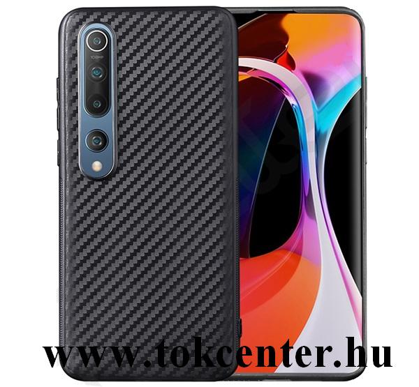 Xiaomi Mi 10 5G Szilikon telefonvédő (karbon minta) FEKETE