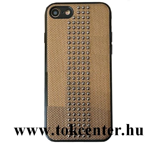 Apple iPhone SE (2020) / iPhone 7 4.7 / iPhone 8 4.7 Szilikon telefonvédő (közepesen ütésálló, bőr hatású, szegecses) BARNA