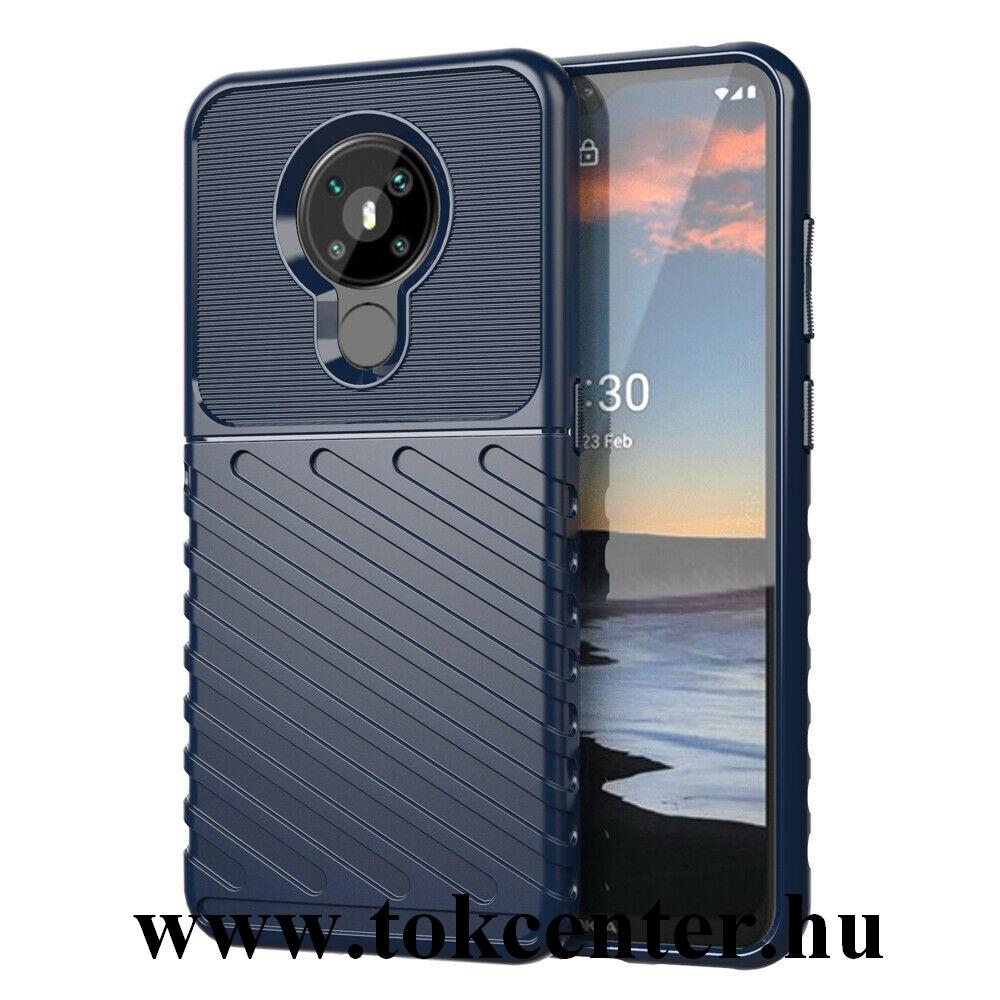 Nokia 5.3 Szilikon telefonvédő (közepesen ütésálló, csíkos, dombor minta) SÖTÉTKÉK