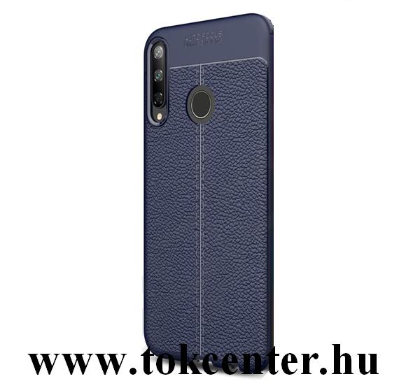 Huawei P40 Lite E / Y7p Szilikon telefonvédő (közepesen ütésálló, bőr hatású, varrás minta) SÖTÉTKÉK
