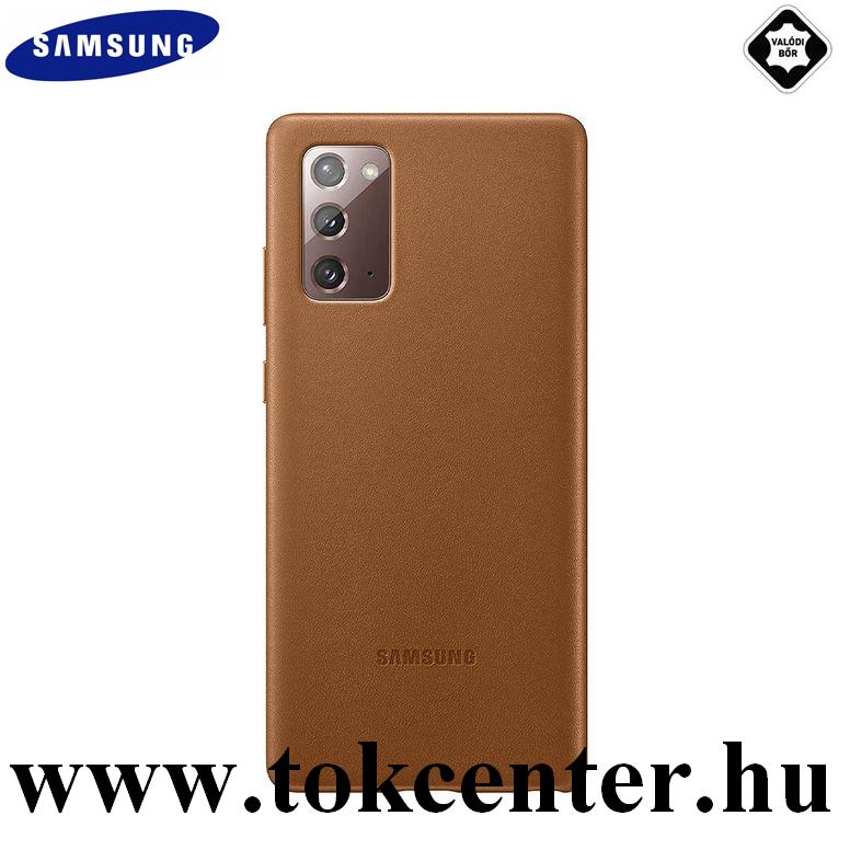 Samsung Galaxy Note 20 (SM-N980F) / Note 20 5G (SM-N981F) Gyári Műanyag telefonvédő (valódi bőr hátlap) BARNA (EF-VN980LAEGEU)