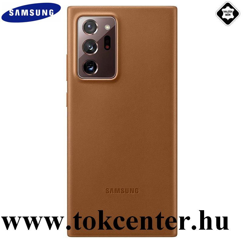 Samsung Galaxy Note 20 Ultra (SM-N985F) / Note 20 Ultra 5G (SM-N986F) Gyári Műanyag telefonvédő (valódi bőr hátlap) BARNA (EF-VN985LAEGEU)
