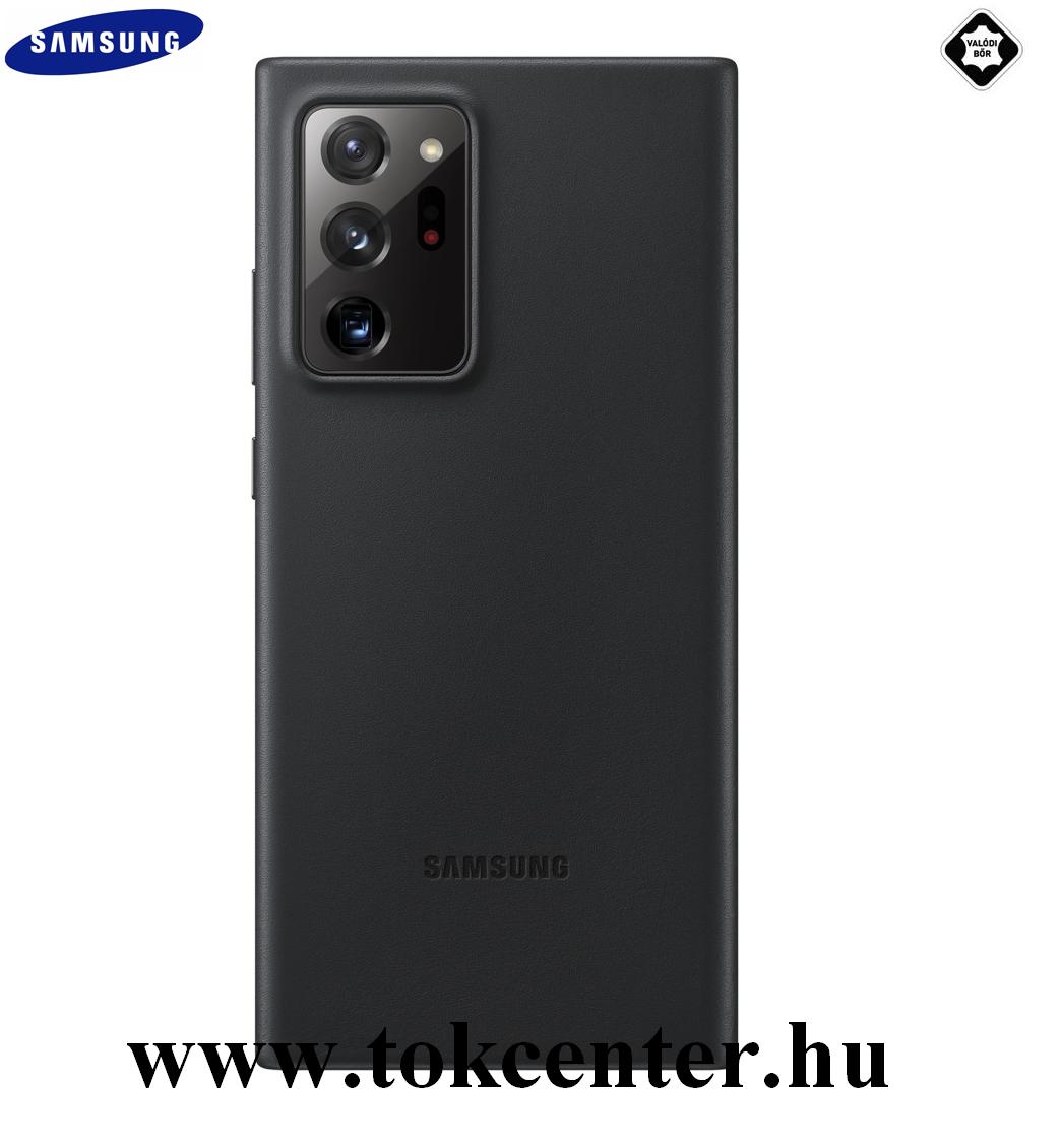Samsung Galaxy Note 20 Ultra (SM-N985F) / Note 20 Ultra 5G (SM-N986F) Gyári Műanyag telefonvédő (valódi bőr hátlap) FEKETE (EF-VN985LBEGEU)