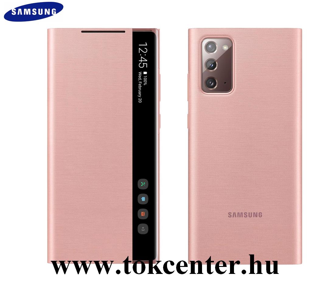 Samsung Galaxy Note 20 (SM-N980F) / Note 20 5G (SM-N981F) Gyári Tok álló (aktív flip, oldalra nyíló, Clear View Cover) BARNA (EF-ZN980CAEGEU)