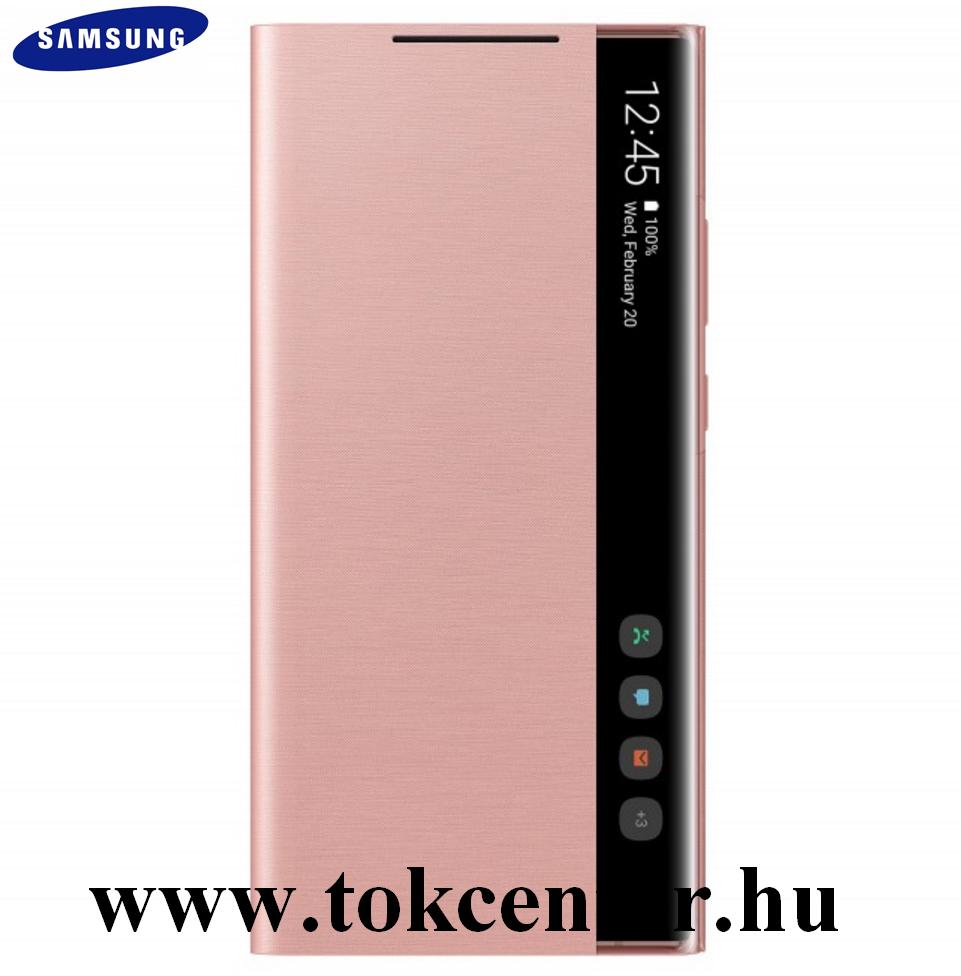 Samsung Galaxy Note 20 Ultra (SM-N985F) / Note 20 Ultra 5G (SM-N986F) Gyári Tok álló (aktív flip, oldalra nyíló, Clear View Cover) RÓZSASZÍN (EF-ZN985CAEGEU)
