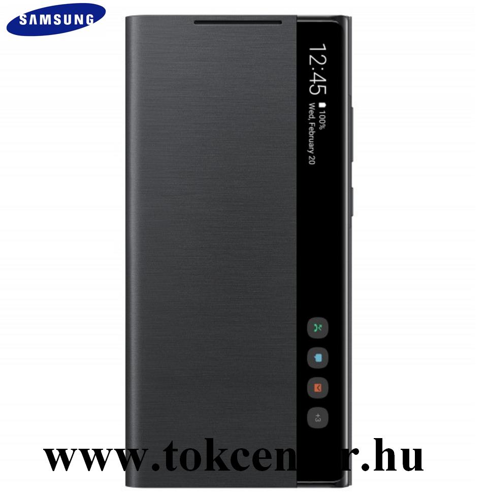 Samsung Galaxy Note 20 (SM-N980F) / Note 20 5G (SM-N981F) Gyári Tok álló (aktív flip, oldalra nyíló, Clear View Cover) FEKETE (EF-ZN980CBEGEU)