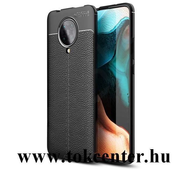 Xiaomi Pocophone F2 Pro Szilikon telefonvédő (közepesen ütésálló, bőr hatású, varrás minta) FEKETE